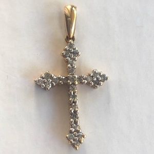 10K Yellow Gold Diamond Cross